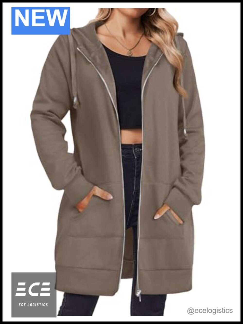 Zeagoo Women's Zip Up Fleece Hoodie Long Tunic Oversized Sweatshirt Casual